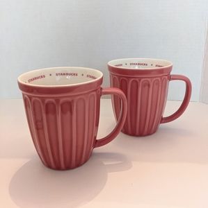 Starbucks 2x Set of Pink Mugs - 16oz